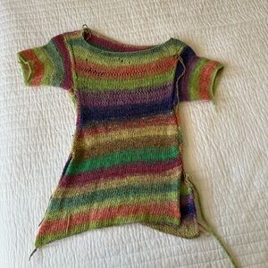 HANDMADE BY ME Tropical Rainbow Knit Statement Top